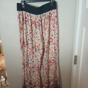 Robert Louis Women's Leaf Print Wide-Leg Pants, Stretch, Size XL